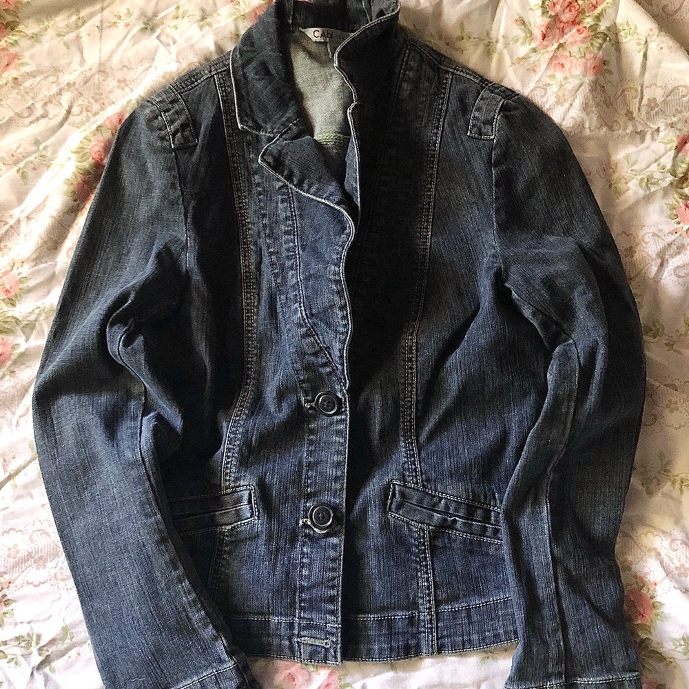 Cute Black Blazer Button Up Denim Jacket